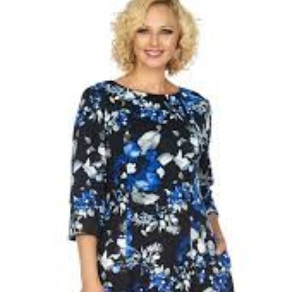 Giovanna Dress D1523P-Black/Royal Floral Pockets Spring Wedding Size 18W - Picture 12 of 13